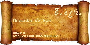 Brecska Ákos névjegykártya
